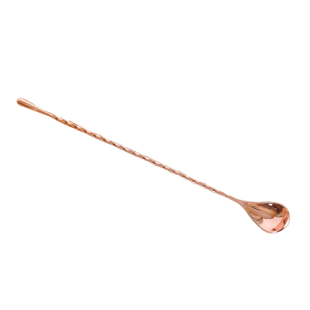 Long Handle Spoon Stainless Steel Mixing Ice Milkshake Spoon  Rose Gold