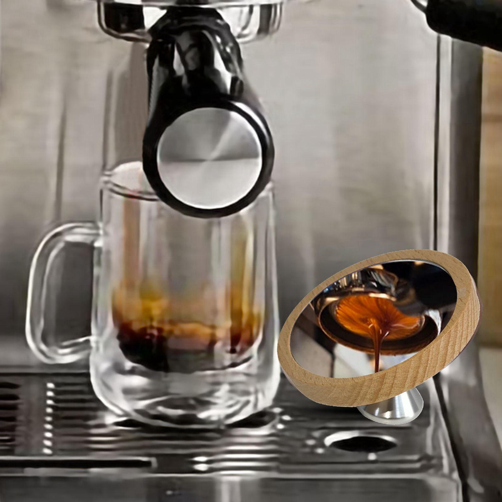 Adjustable Espresso Shot Mirror Wooden Base 7cm Beech Silver