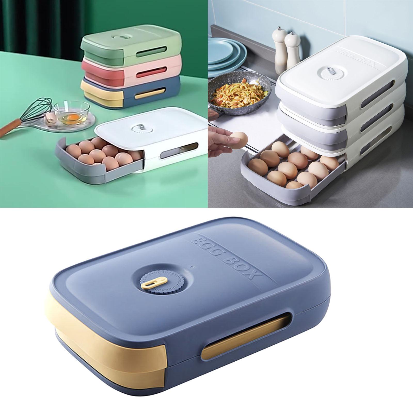 2 Pieces Egg Storage Box Refrigerator Stackable Organizer Fresh Household