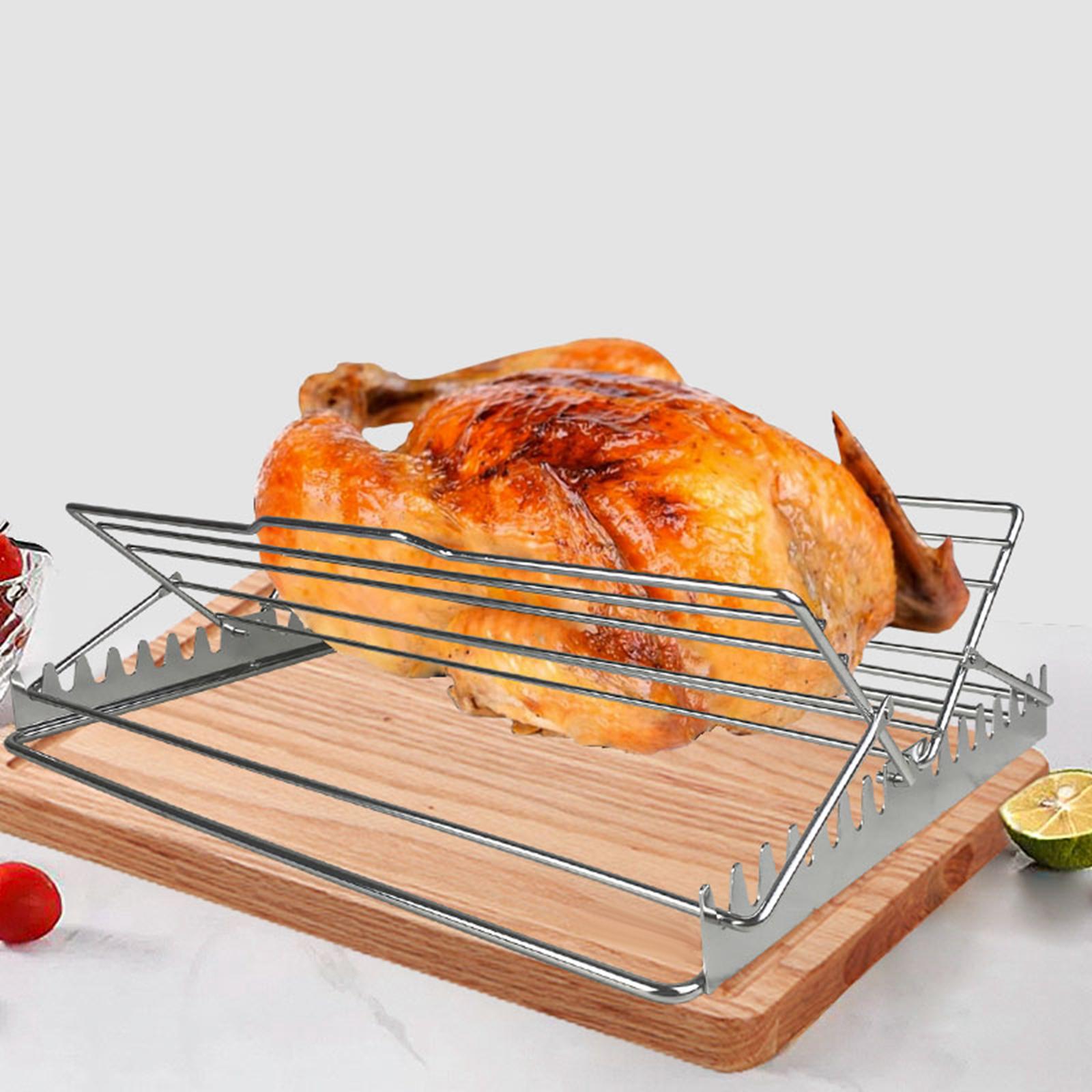 Chicken Roasting Rack Stable Cooking Rack for Broiling Home Campfire Parties