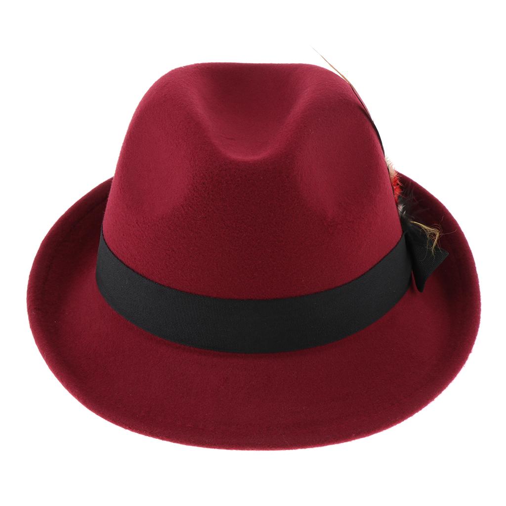 2 Pieces Fedora Hat Wool Felt Crushable Handmade Bowknot Feather