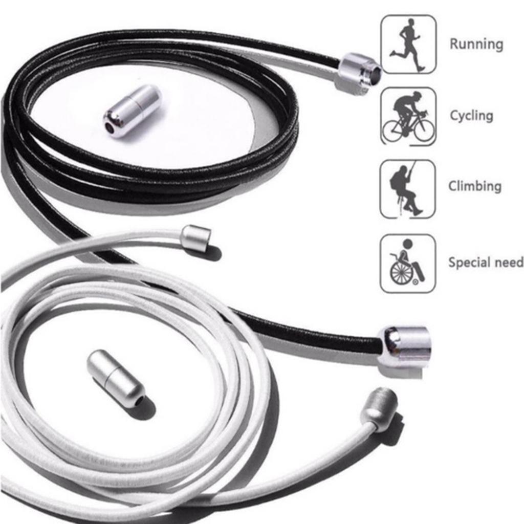 2xElastic No Tie Shoelaces Sports Running Sneakers Reflective Shoe Laces Black