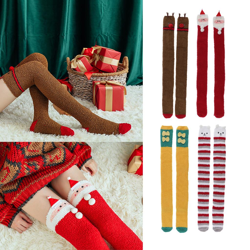 Ladies Christmas Socks Fluffy Xmas Girl Cosy Fun Winter Warm Stocking Coffee