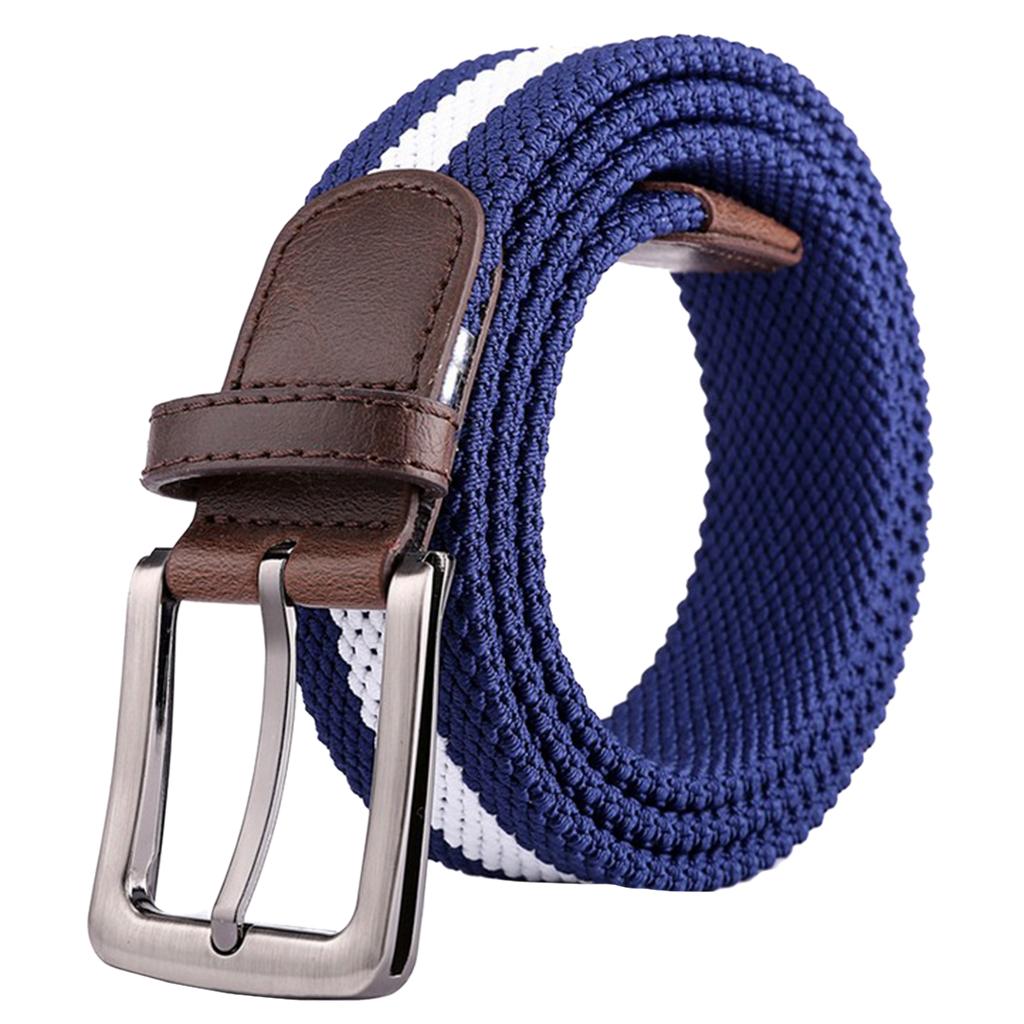 Unisex Casual Woven Canvas Belt Travel Waist Waistband Blue White