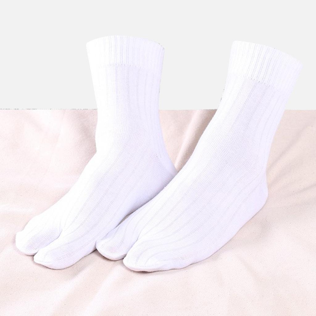 Elastic Cotton Tabi Socks 2 Toe Socks Flip-Flops Socks Unisex White