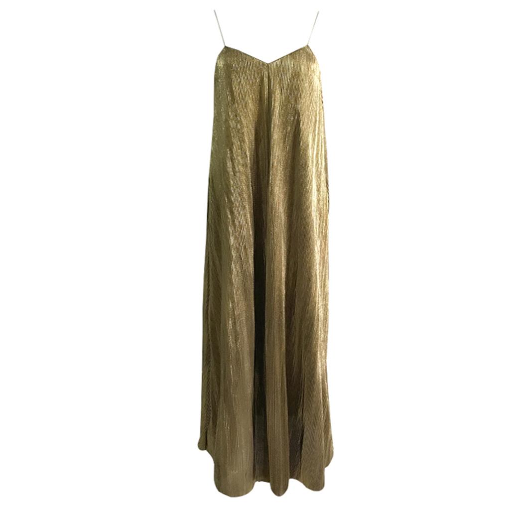 Women Long Dress Backless Beach Travel Summer Holiday Party Dresses Gold M