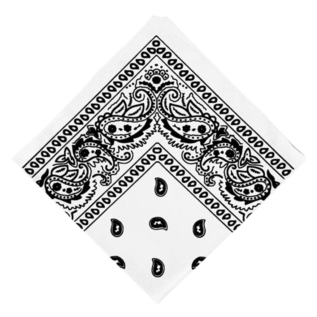 Unisex Cotton Paisley Bandana Cowboy Head Scarf Head Wrap  White