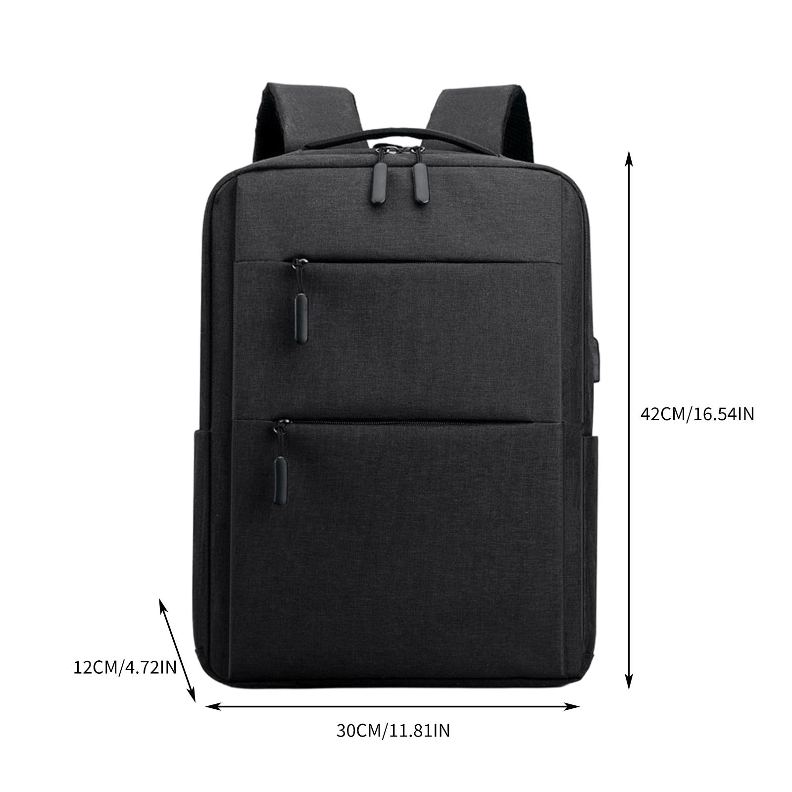 Multifunctional 15.6" Laptop Backpack Travel USB Charge Simple Black