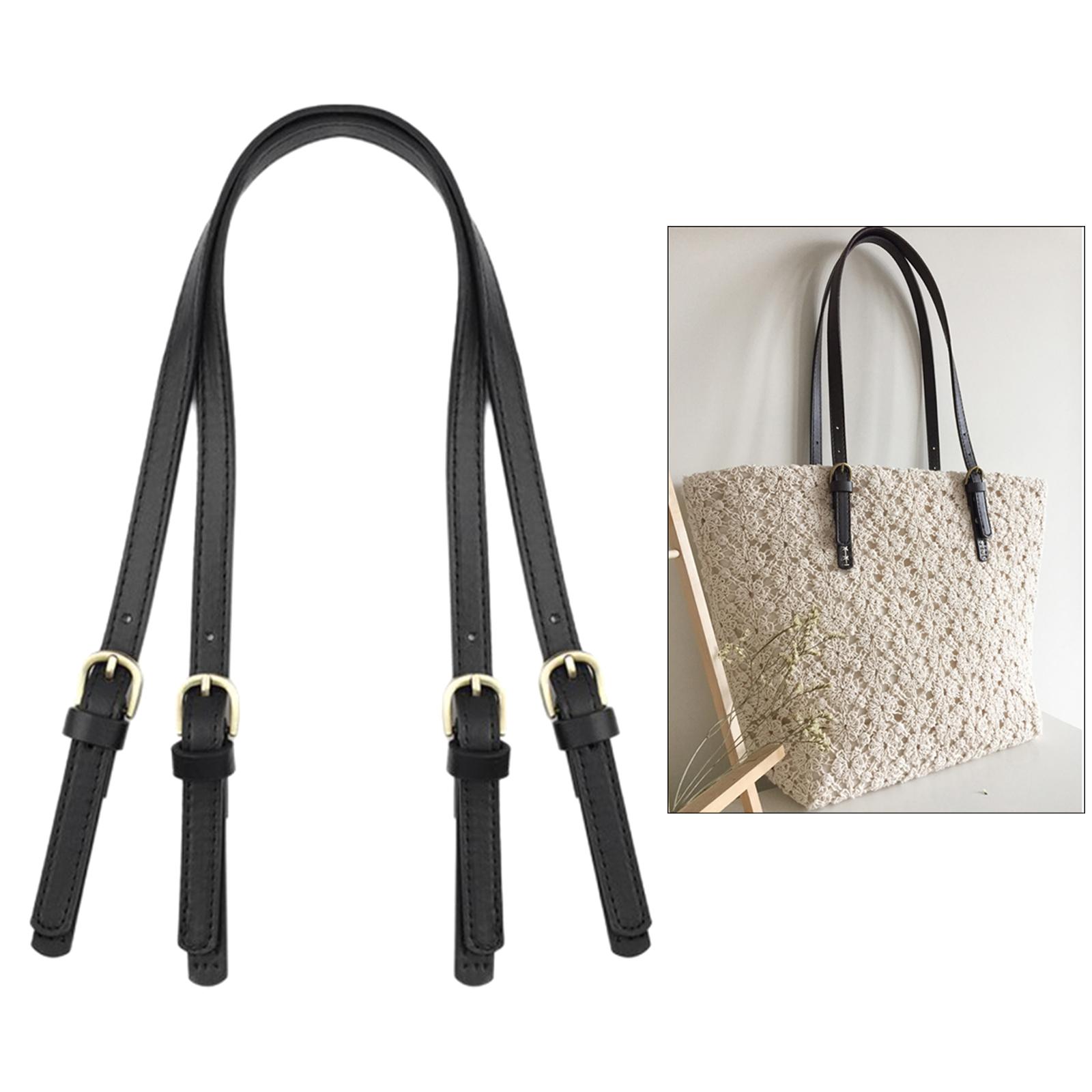 Leather Shoulder Bag Strap for DIY Crossbody Satchels Tote Black