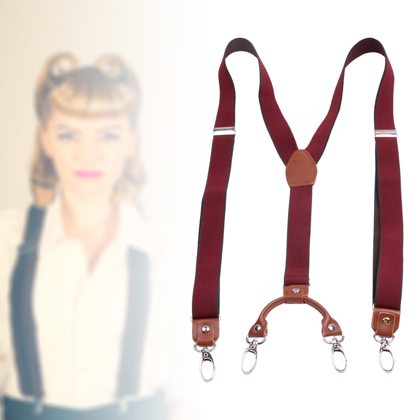 Mens Suspenders Adjustable Heavy Duty Elastic Straps Y Back Braces Red