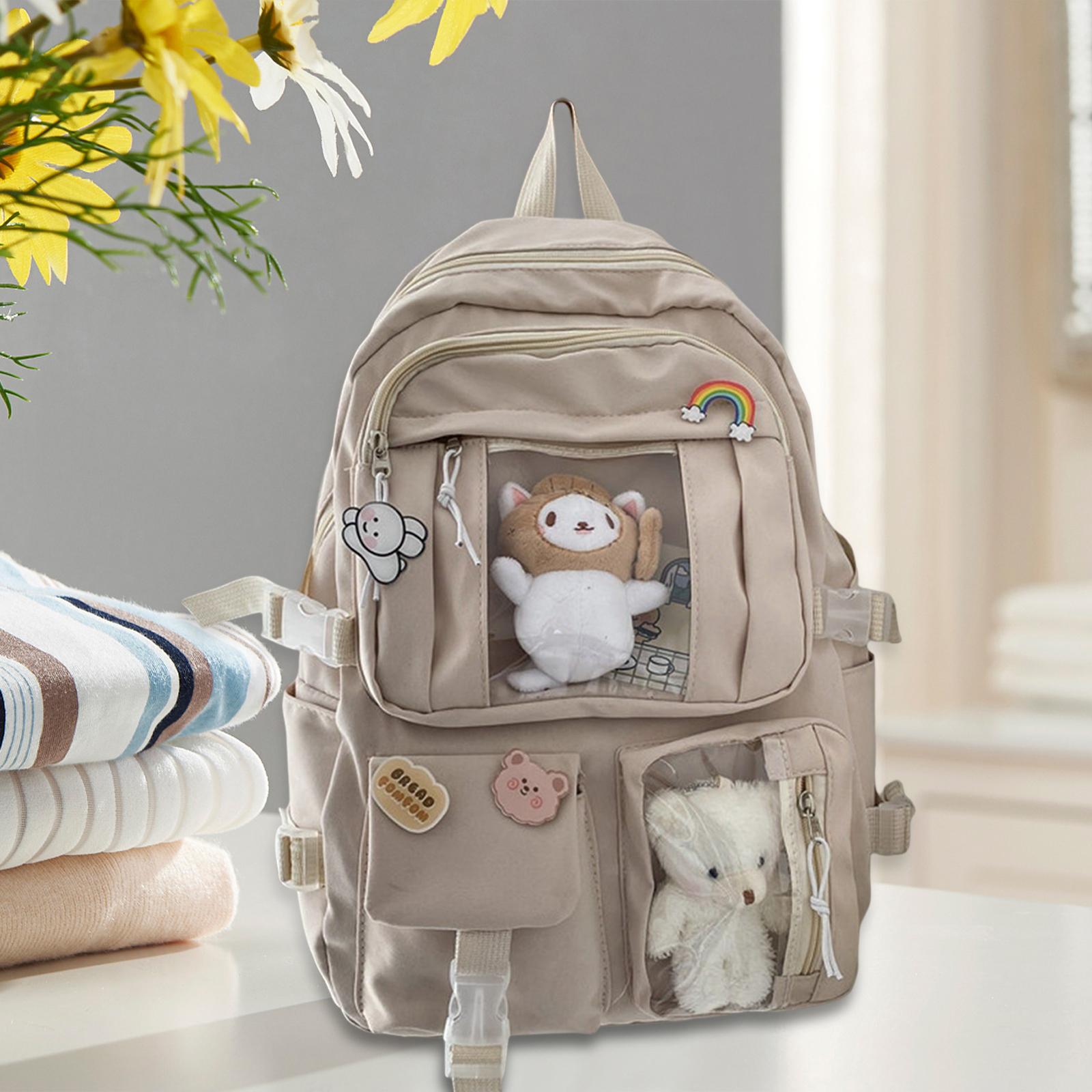 Backpack School Bag Adjustable Straps Fashion Cute for Kids Khaki