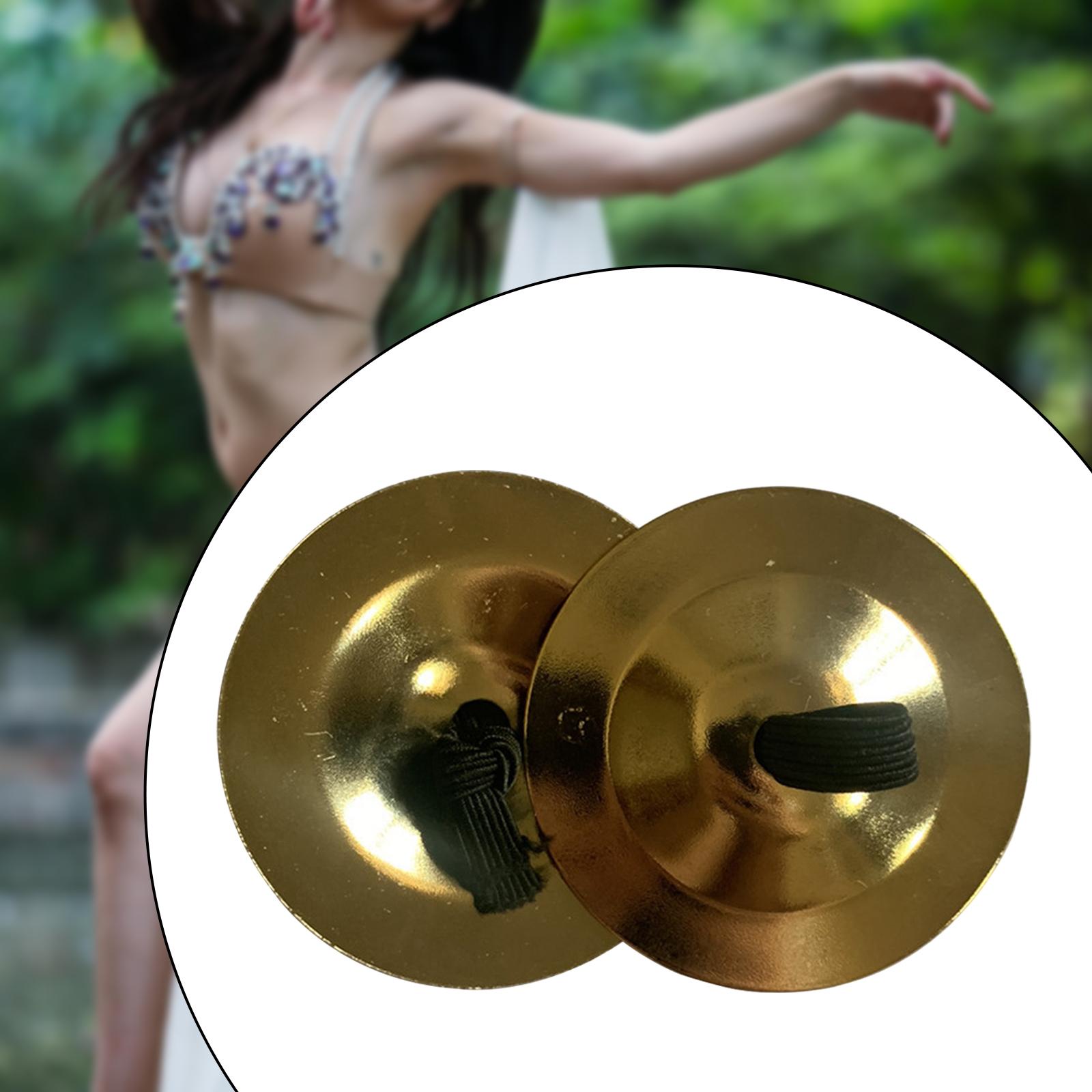 2 Pieces Finger Cymbals Kids Toy Percussion Instrument Mini Marching Cymbals Gold