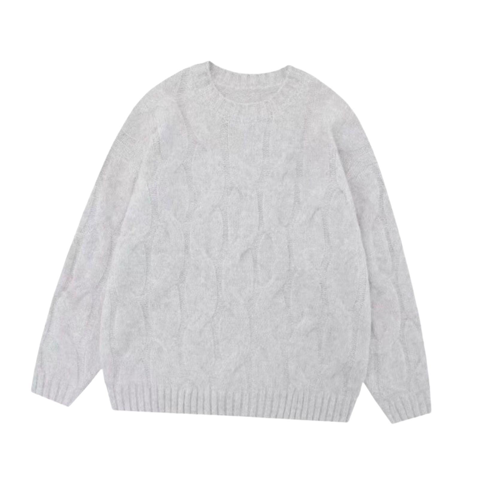 Women Sweater Knitwear Party Crew Neck Loose Outfits Fashion Knitted Sweater Apricot