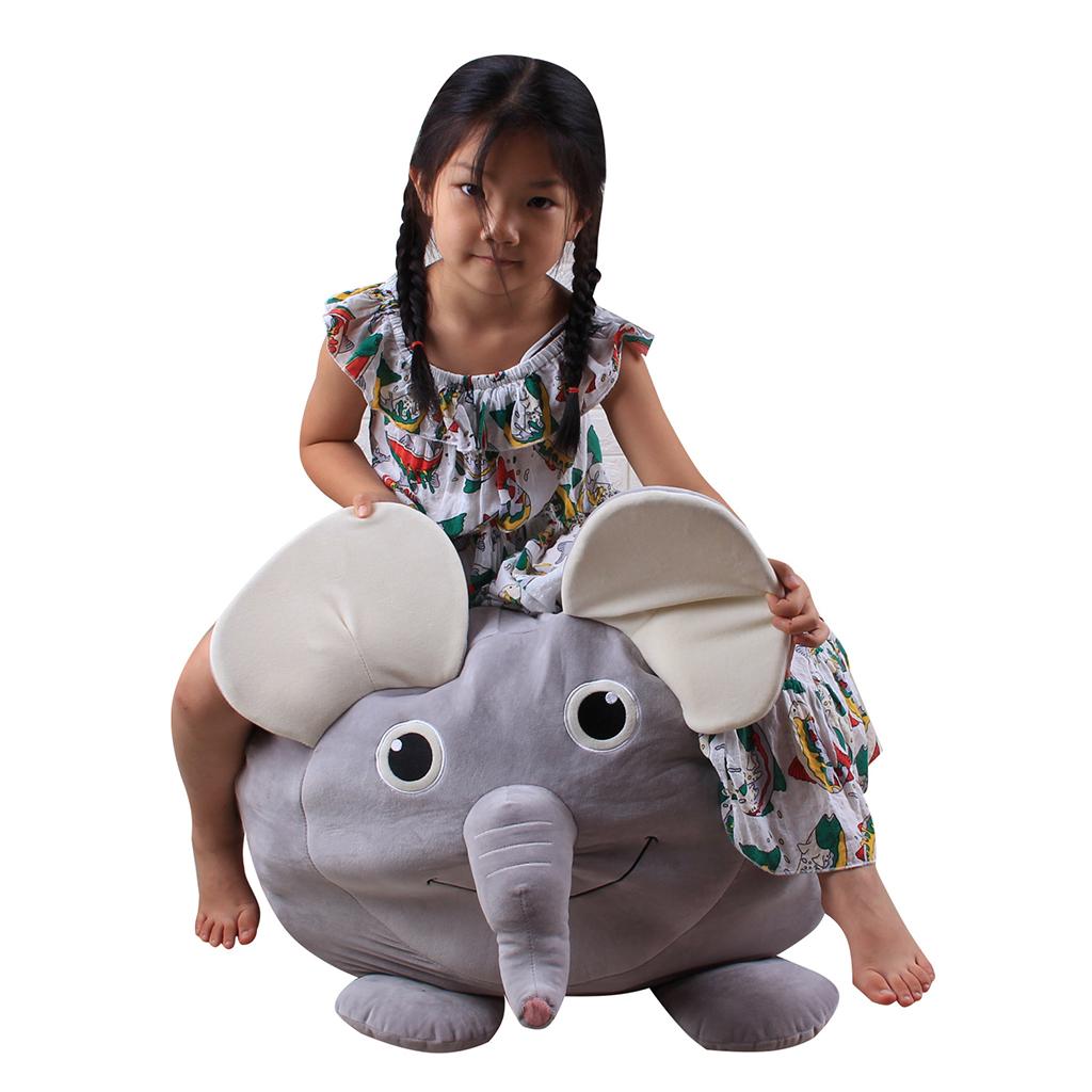 Animal Shape Kids Stuffed Animal Toy Storage Bean Bag Cover Elephant