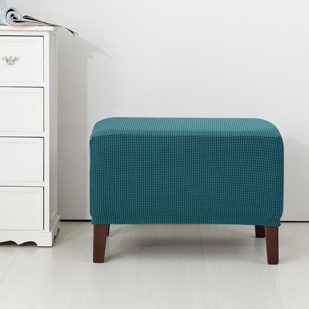 Ottoman Pouf Cover Footstool Slipcover Footrest Stool Protector Blue_2