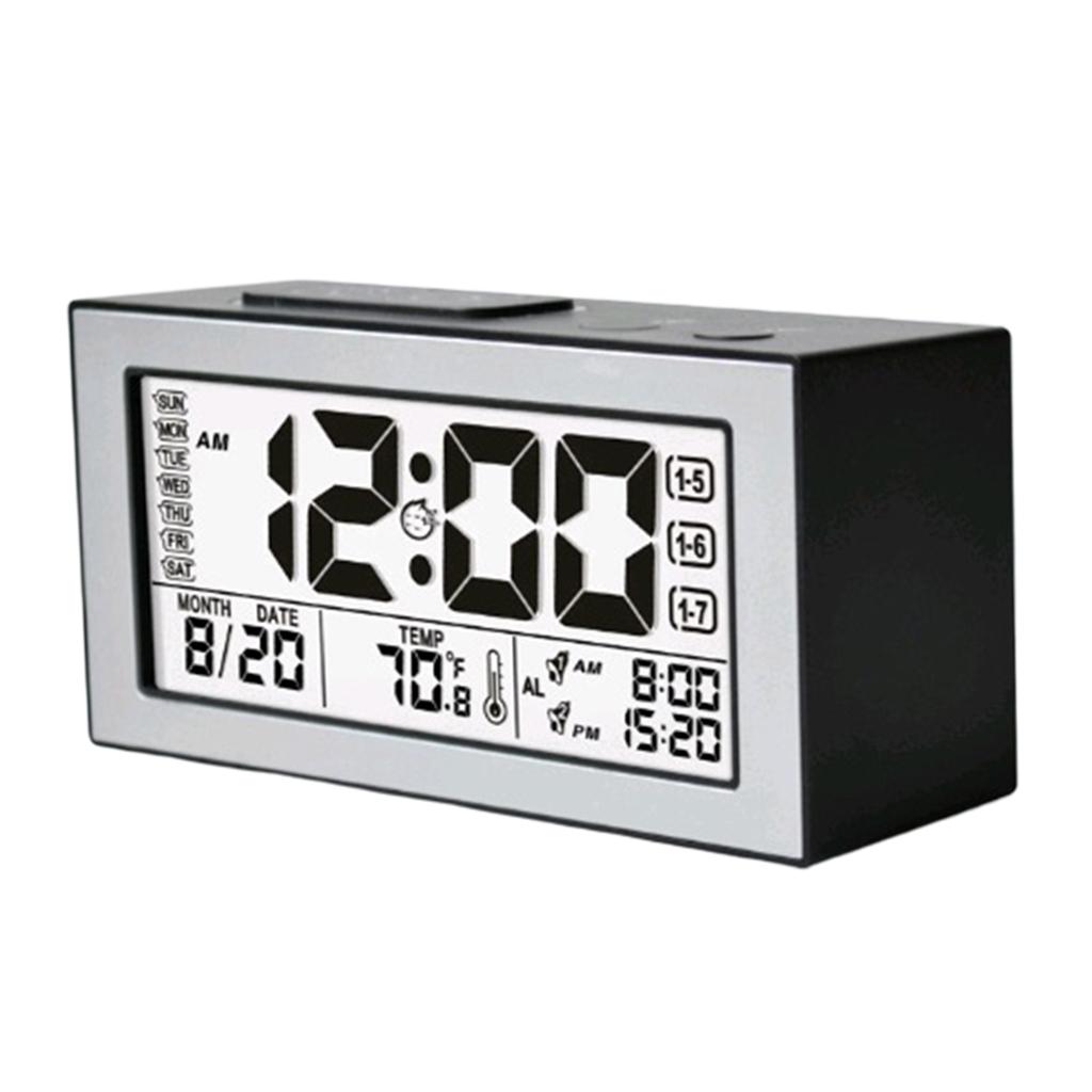 Multifunctional Large LED Screen Digital Alarm Clock  Black