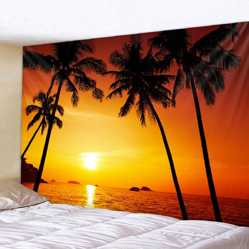 Beach Sunset Scenery Theme Wall Hanging Tapestry 150x130CM 