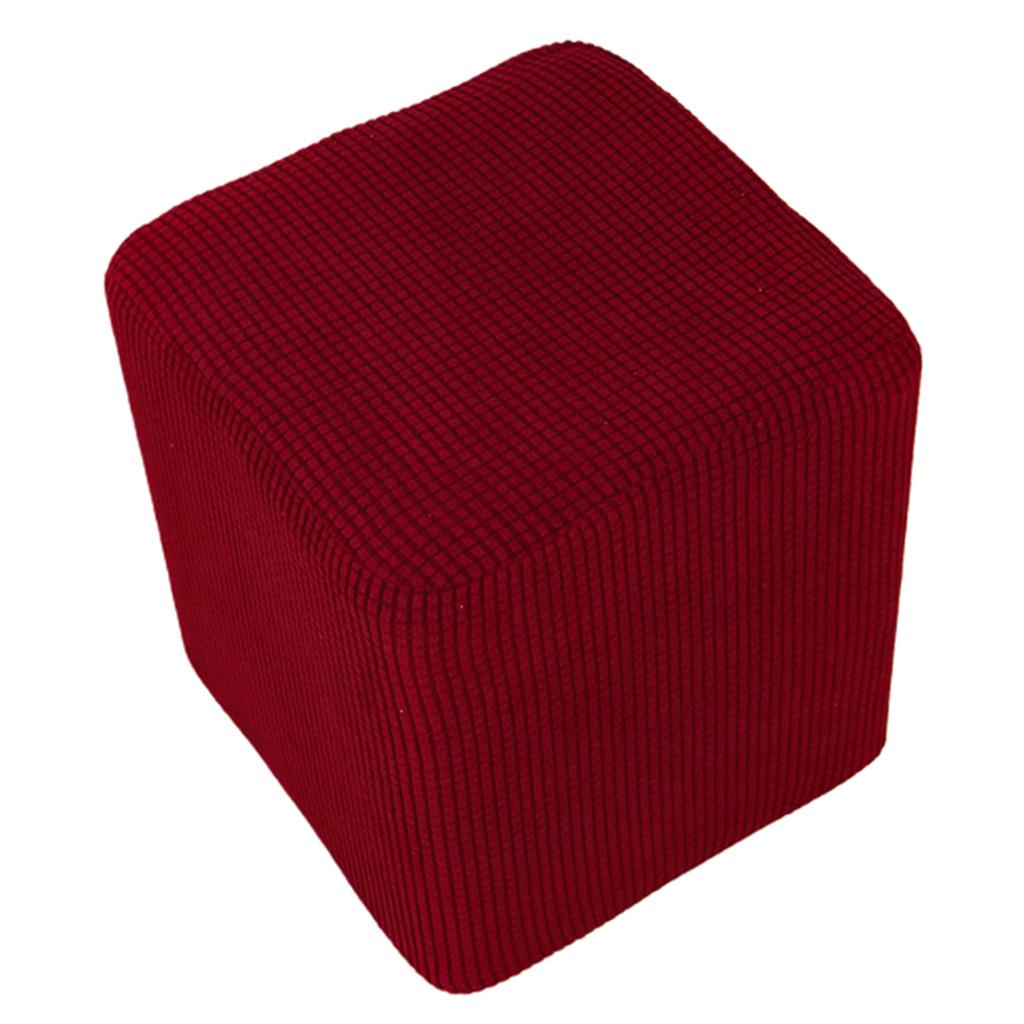 Foot Stool Slipcover Stretch Ottoman Rectangle Footstool Cover Wine red