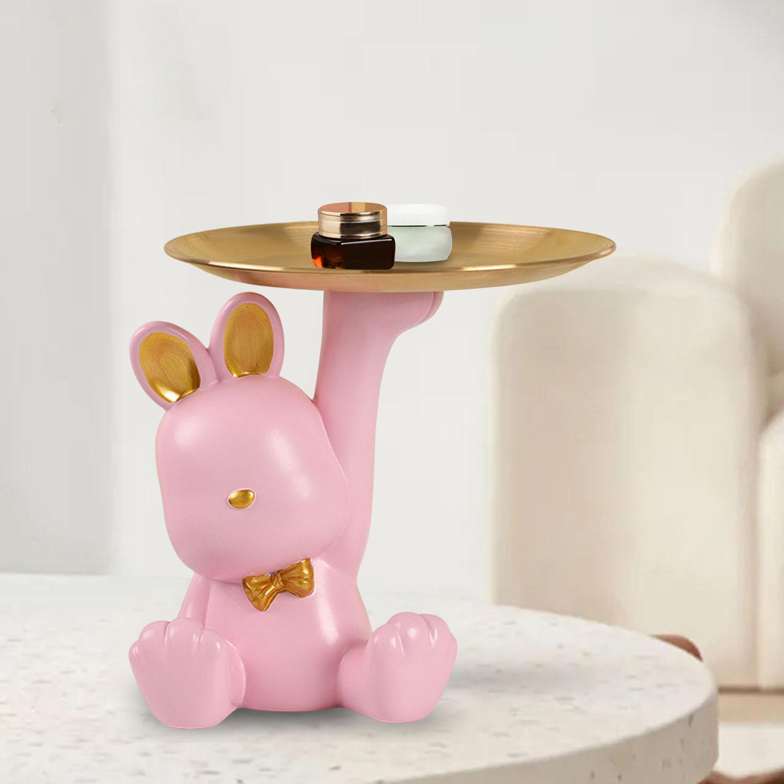 Rabbit Figurines Modern Statue Ornament for Living Room Housewarming Bedroom Pink