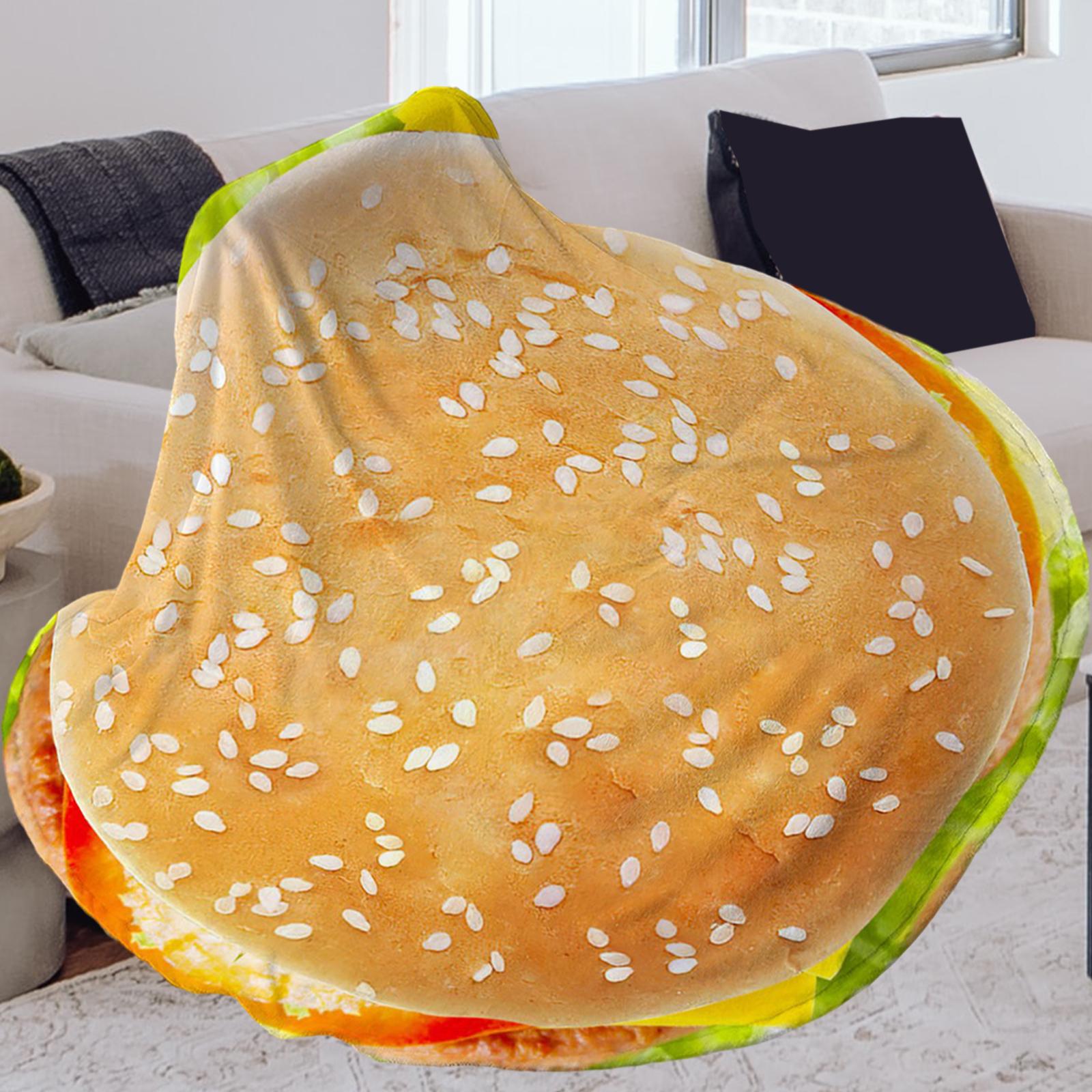 Flannel Blanket Funny Hamburger Blanket for Birthday Christmas Office Shawls 150cm