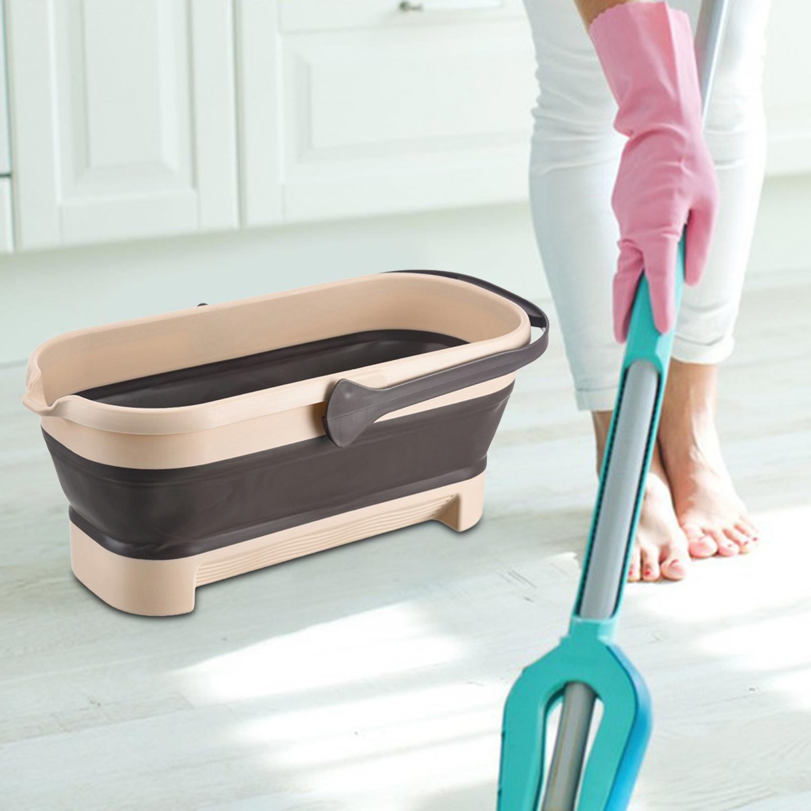 Collapsible Bucket Folding Cleaning Bucket for Office House Camping Cleaning Brown