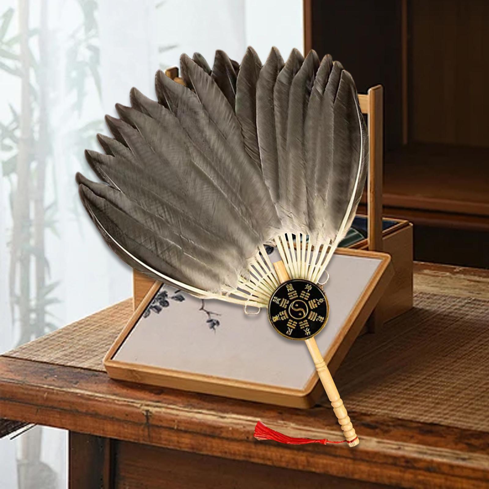 Ancient Chinese Zhuge Liang Feather Fan Decor Men for Festival Dance Holiday Style F