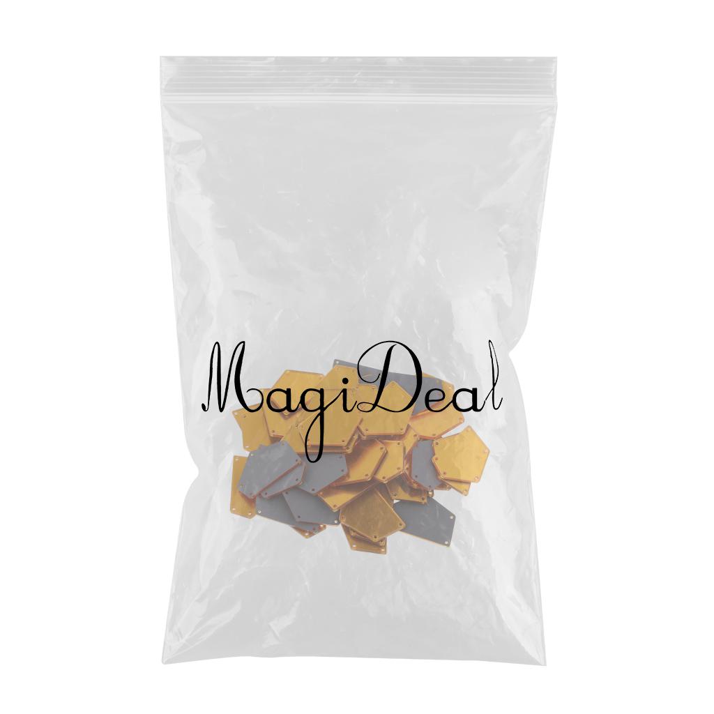 50Pcs Sew on Acrylic Crystal Rhinestones Flat Clothing Accessories Yellow