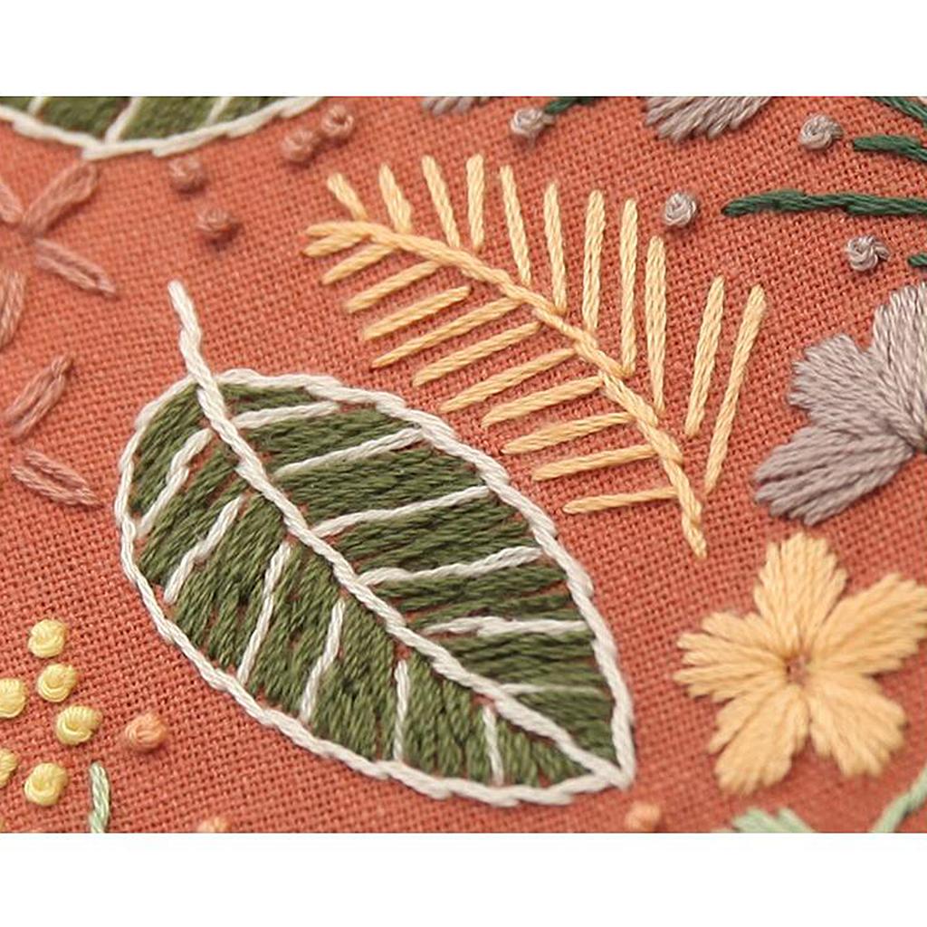 Embroidery Hoop Kids Adult Cross Stitch Threads Kits - Flower Leaves Style 4