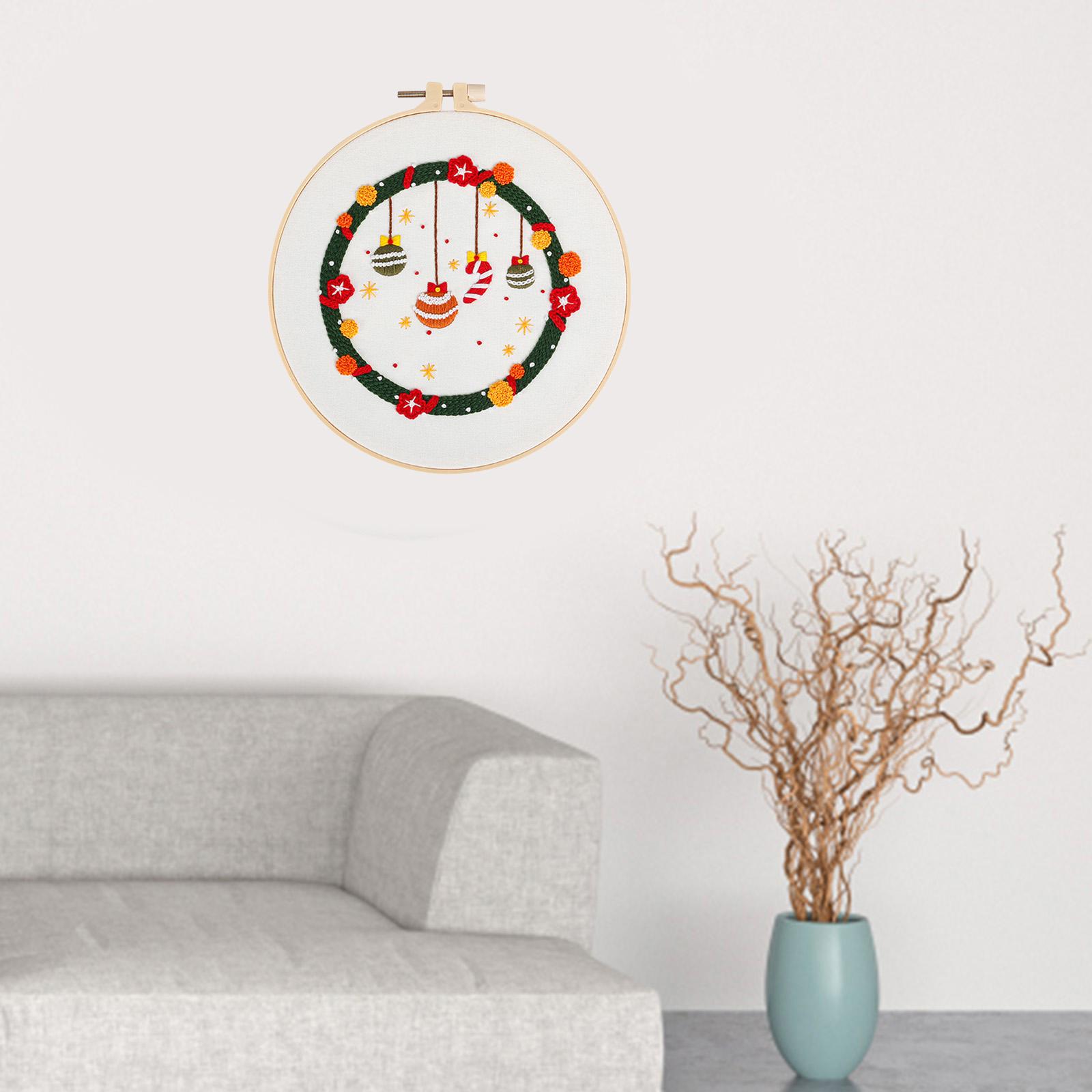 Christmas Embroidery Cross Stitch Set for Adults Hanging Wreath