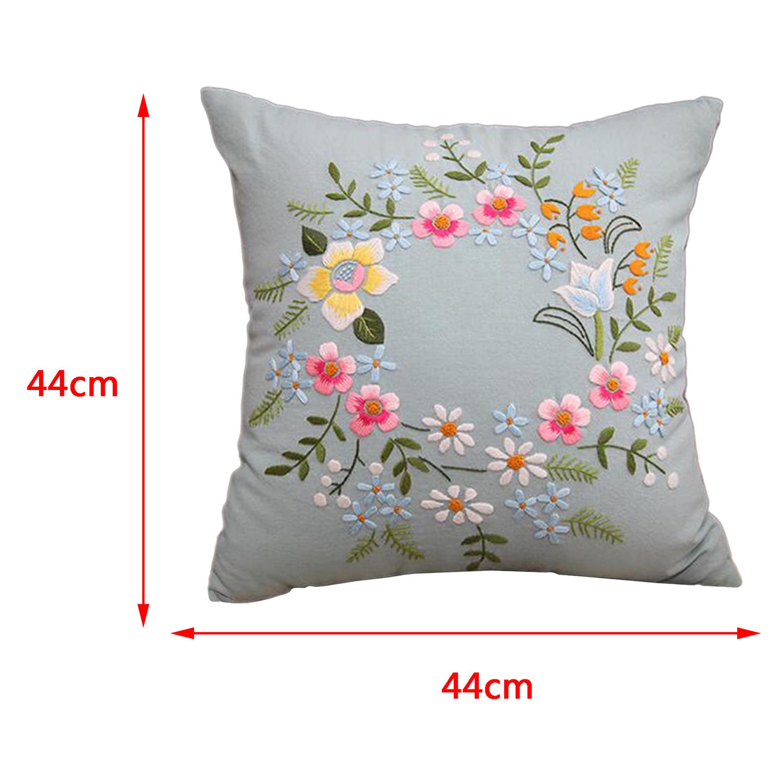 2pcs Semi Finished Embroidery Pillow Covers Kit Sewing Craft for Sofa 