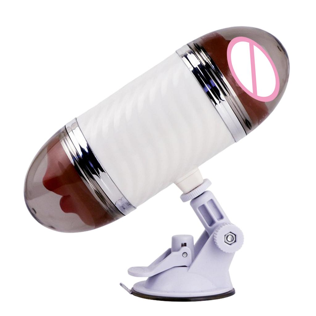 Male Masturbation Cup Realistic Oral & Vagina Double Heads Exerciser White