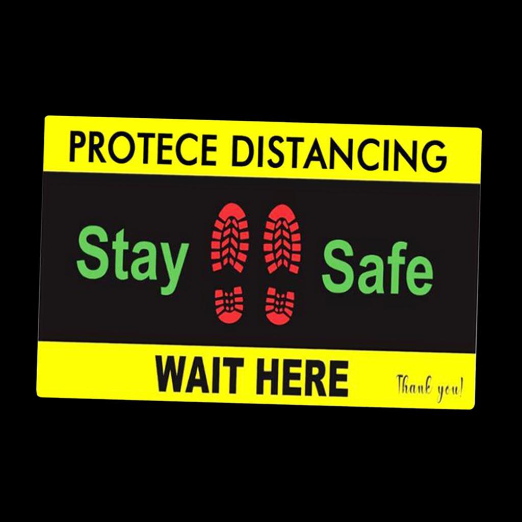 Vinyl Social Distancing Floor Signs Wait Here Sticker  yellow Rectangular