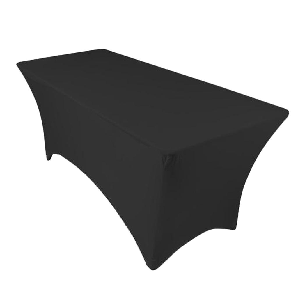 Fitted Polyester Tablecloth Rectangular Stretch Table Cover Black