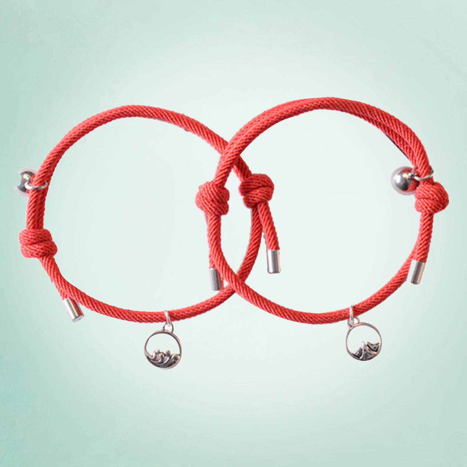 Lovers Matching Bracelet Braided Magnetic Distance Bracelet Red A