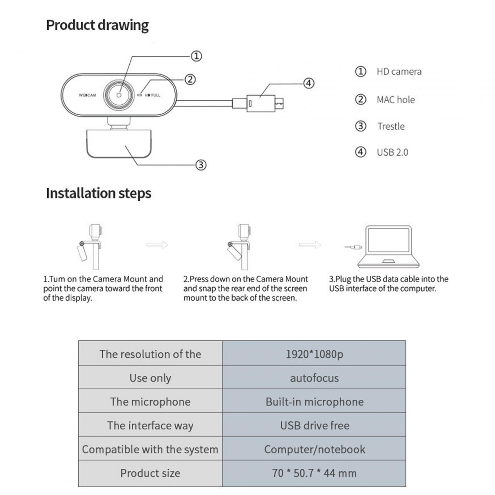 Webcam Widescreen USB Computer Camera for Desktop Video Calling Conferencing