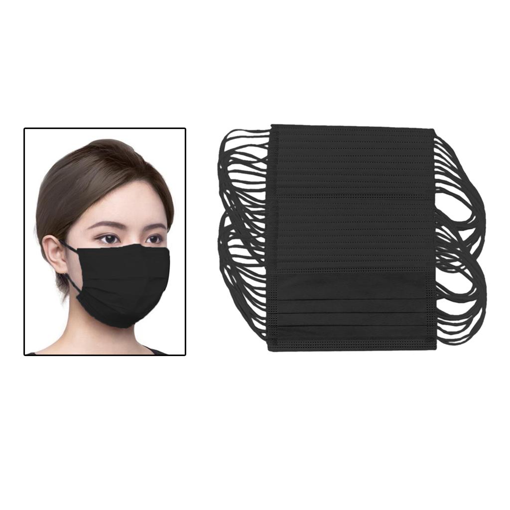 50Pieces Black Disposable Anti Dust Mask Breathable Air Fog Respirators