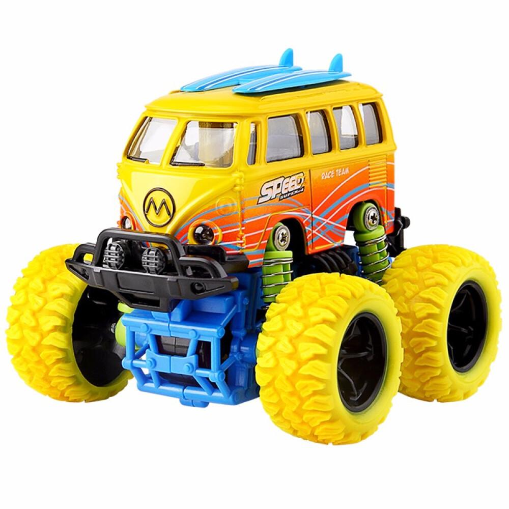 Friction Powered Truck Vehicles Car 4 Big Tire Wheels Car Toy Yellow