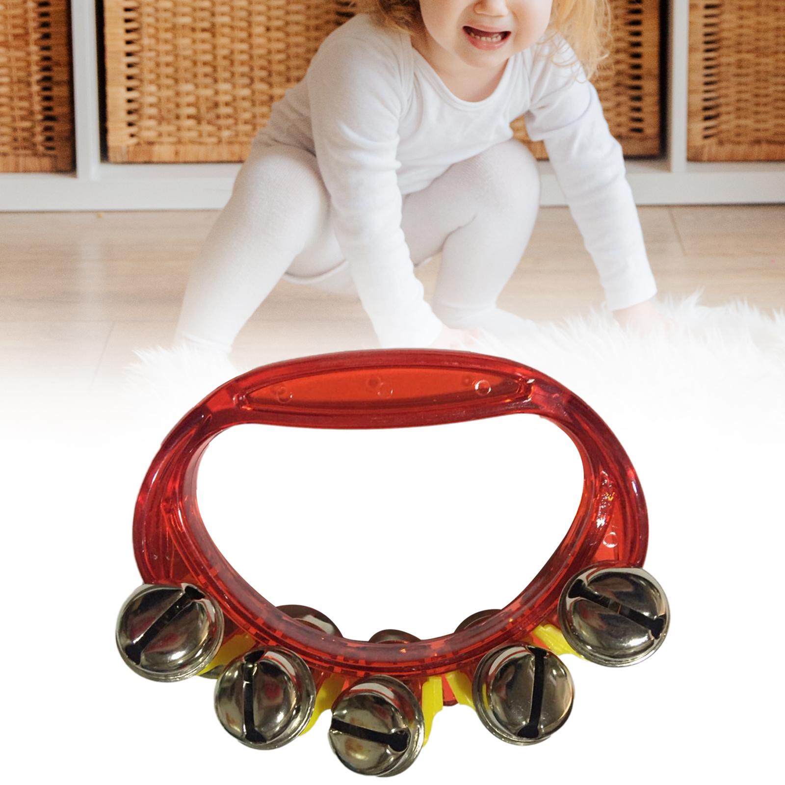 Mini Percussion Tambourines Shaking Rattle for Family Kids Kindergarten Red