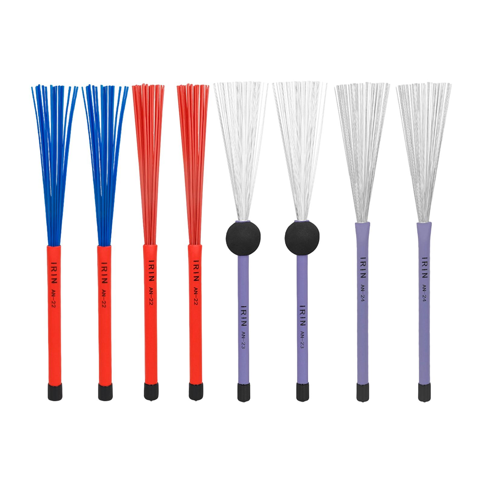 8x Retractable Drum Brushes Durable for Acoustic Drummer Beginner Practicing