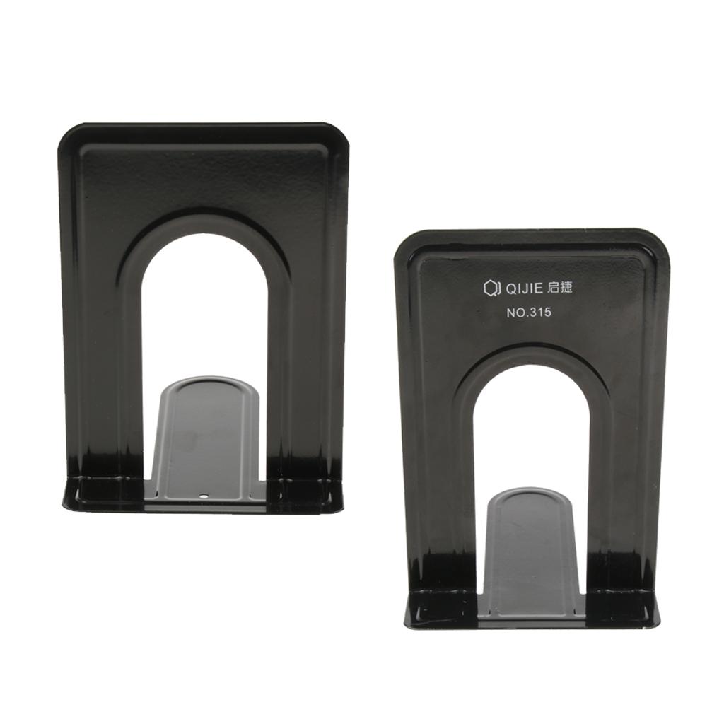 1 Pair Iron Metal T Shaped Bookends Desk Organizer Book Holder Black