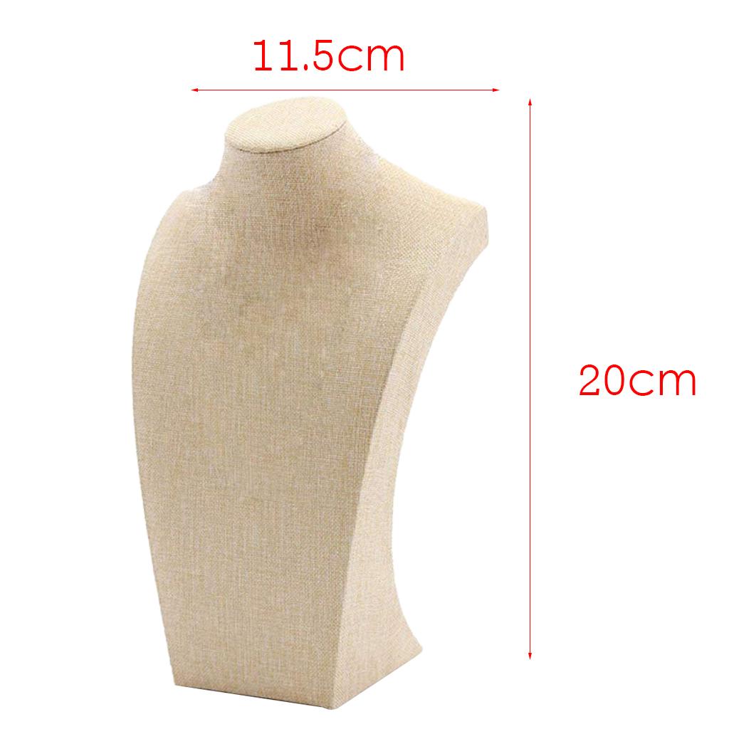 4xNecklace Pendant Display Bust Mannequin Stand Holder Rack, Linen 115*200mm