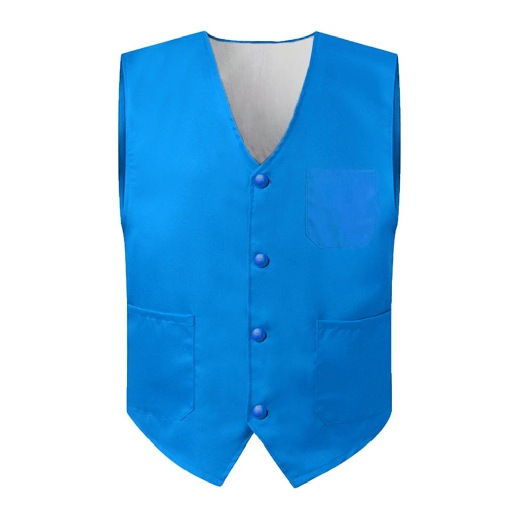 Unisex Safety Button Vest for Supermarket Volunteer Clerk Blue-L