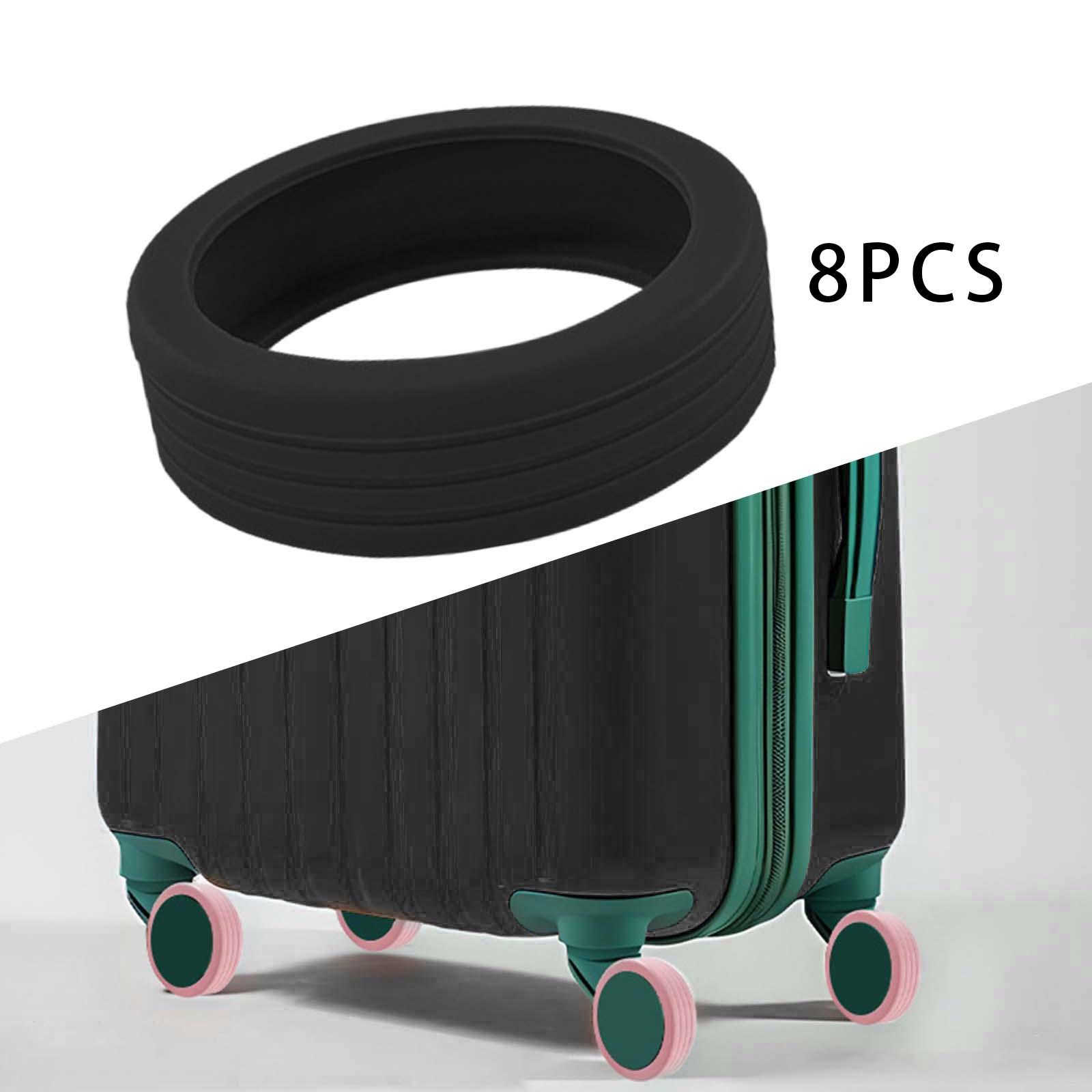 8x Silicone Suitcase Wheel Covers Protector Portable Black