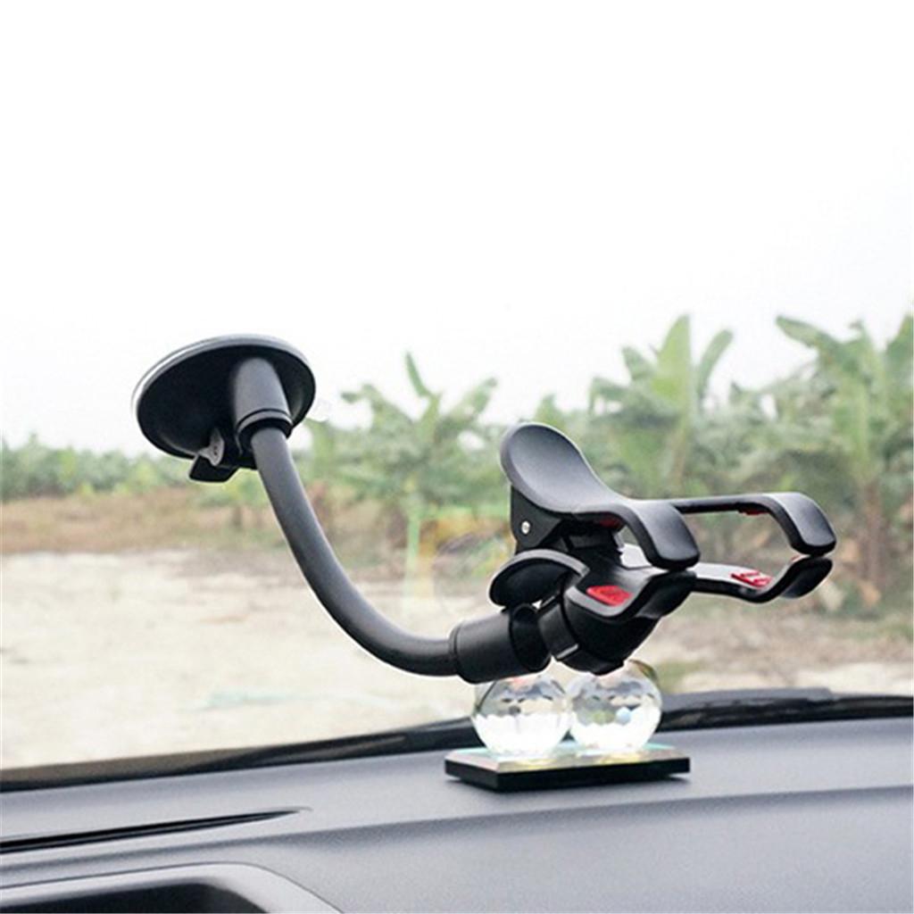 1pcs 360° Rotatable Car Phone GPS Holder Antiskid Mount Double Clip Black