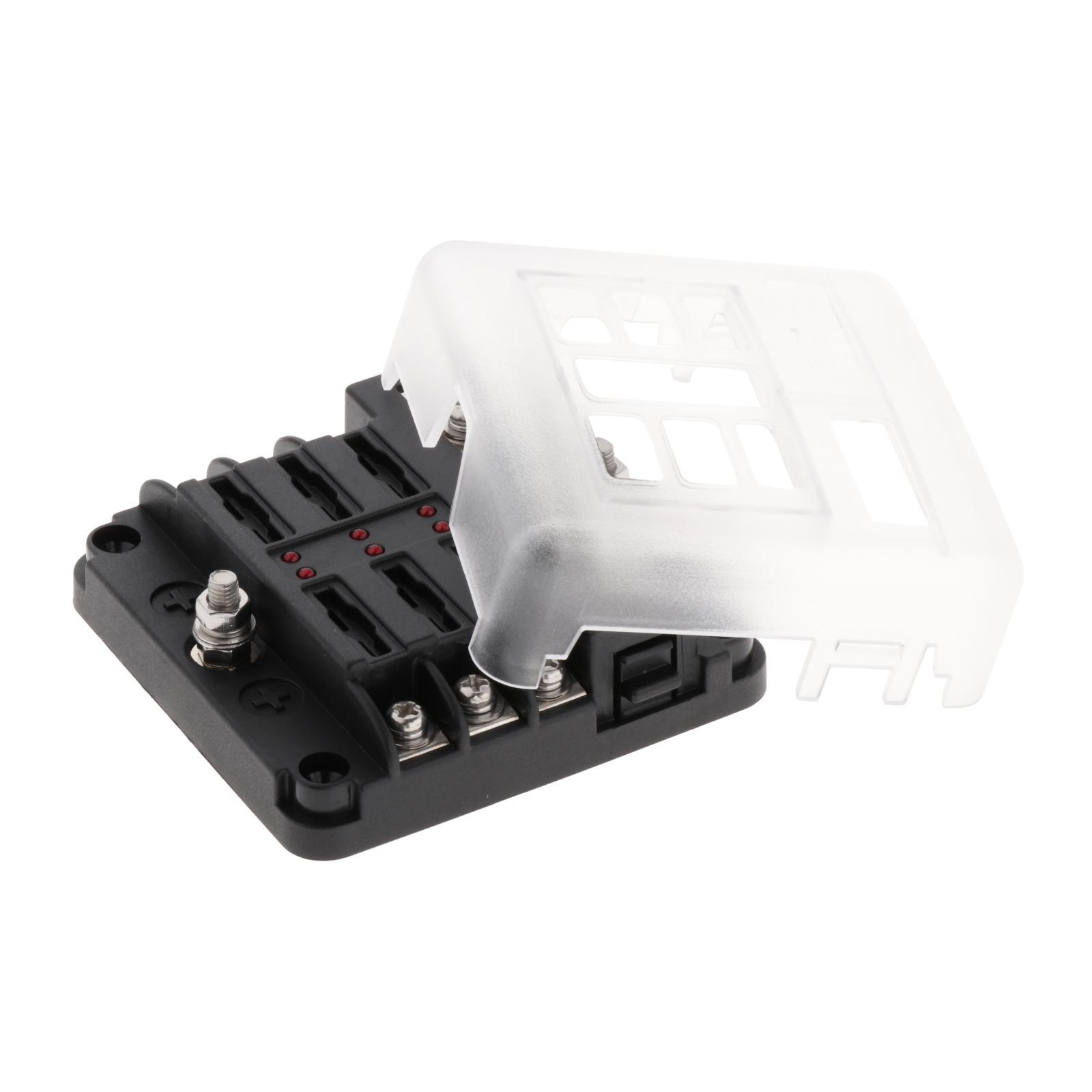 PC Cars LED Fuse Box PBT Damp-Proof 6 Circuit for Boats Tankers Yacht SUV