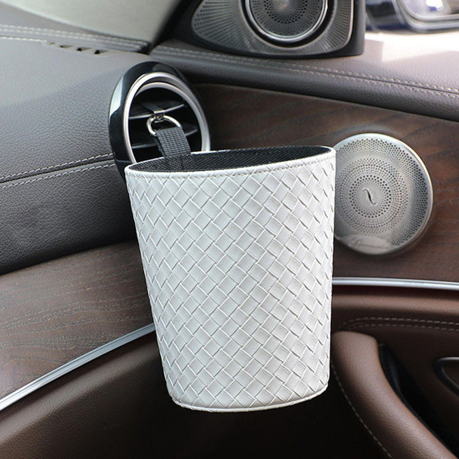 Car Trash Can Multipurpose Portable Waterproof Universal Leakproof Trash Bin White