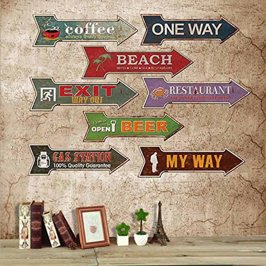 Retro Arrow Shape Metal Tin Sign Wall Decor Bar Plaque Pub Home