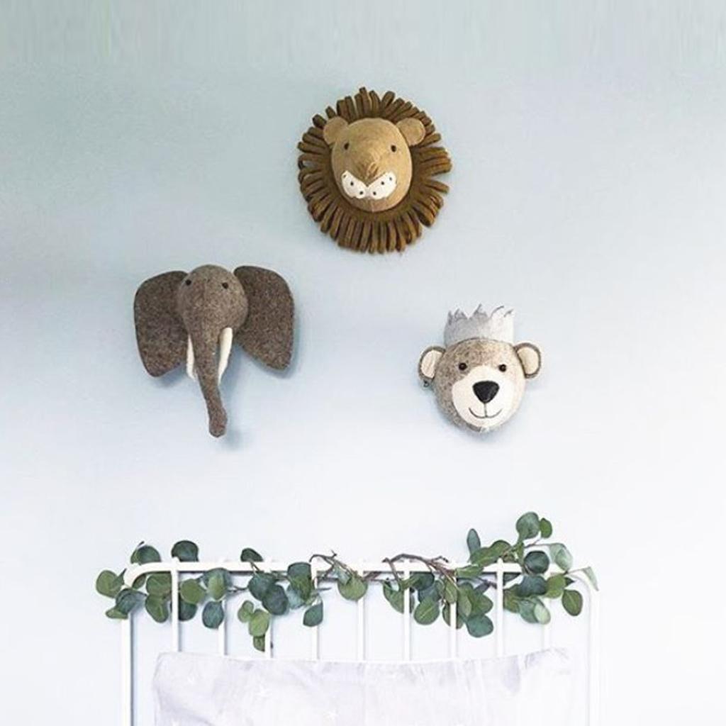 Wall Mount Stuffed Animal Head Hanging Decor Kids Room Decor Hanger Elephant
