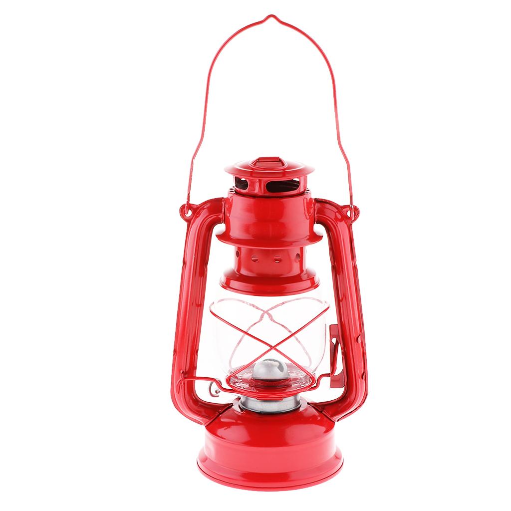 Vintage Metal Oil Lamp Hurricane Lantern for Indoor Outdoor Useage Red