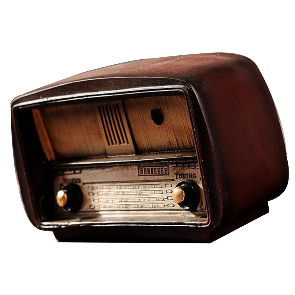 Vintage Style Resin Radio Crafts for Living Room Office Gallery Brown